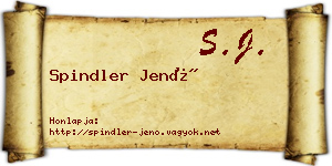 Spindler Jenő névjegykártya